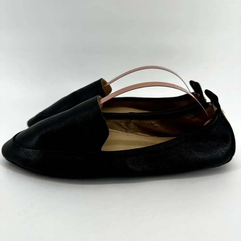 Yosi Samra Skyler Leather Loafer Shoes Slip On Pointed Toe Lightweight Black 7
